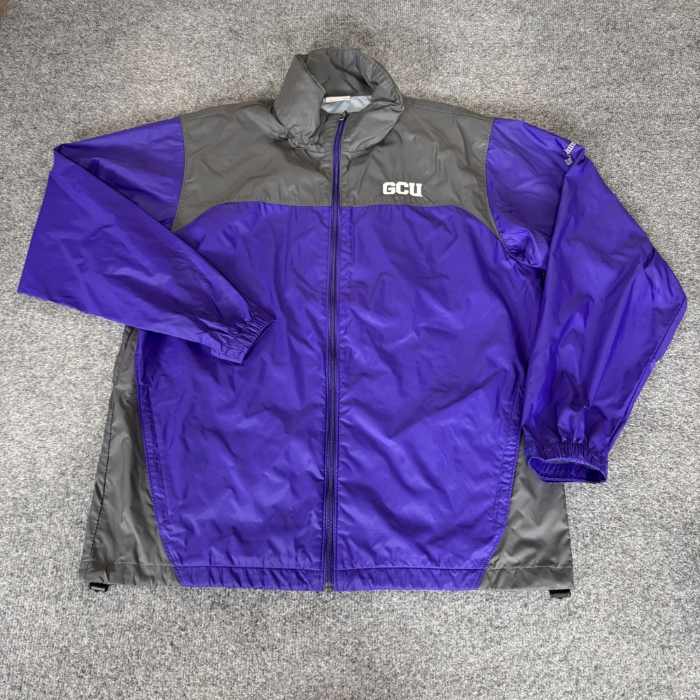 Columbia Mens GCU Grand Canyon University Windbreaker Jacket Purple Grey Large